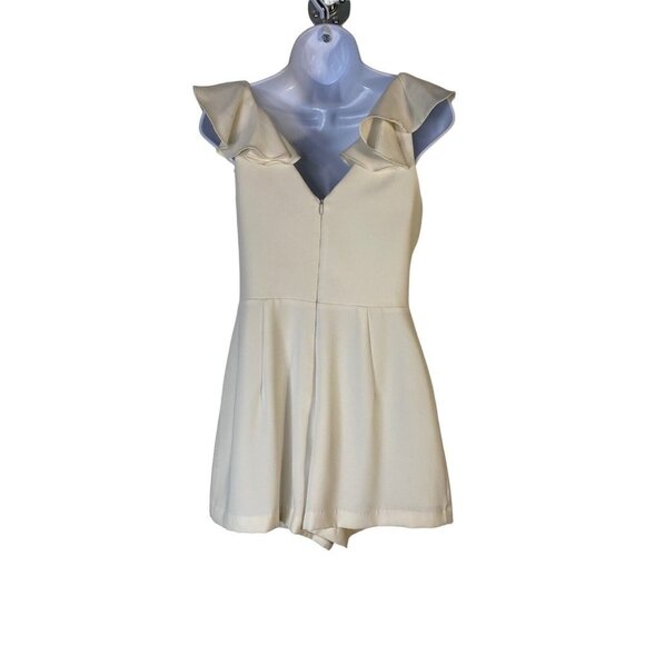 Amanda Uprichard‎ Womens Gimlet Romper White Ruffled Sleeve V-neck Size Small - Picture 6 of 10